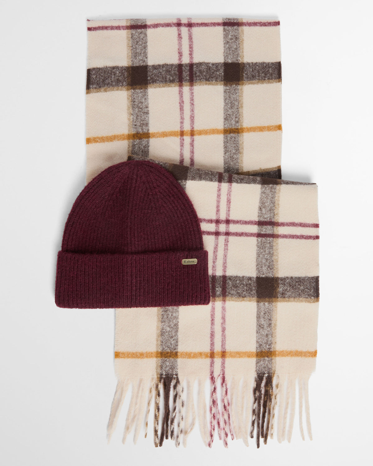 Olivia Beanie &amp; Scarf Gift Set - Light Muted Tartan
