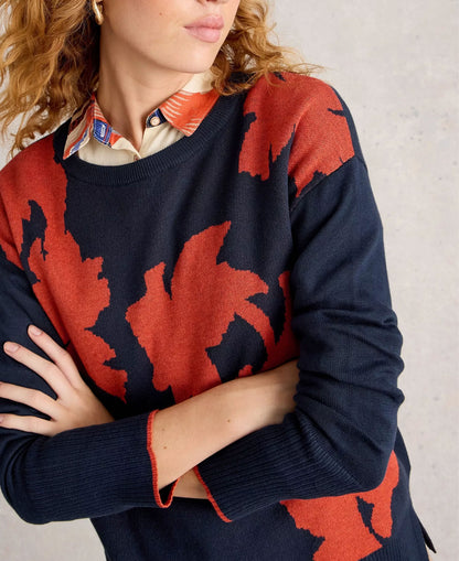 Olive Floral Jumper - Navy Multi