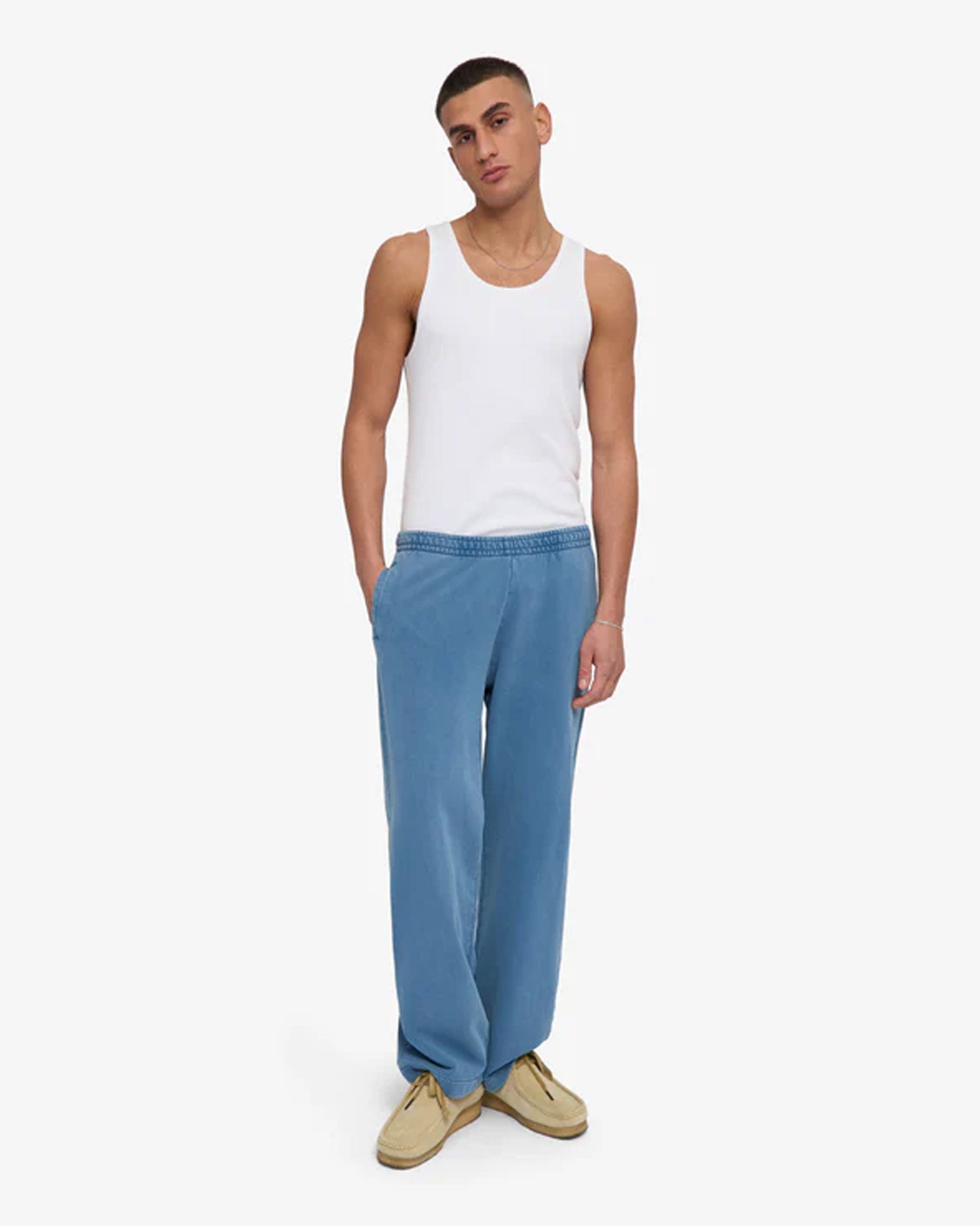 Organic Straight Leg Sweatpants - Faded Indigo