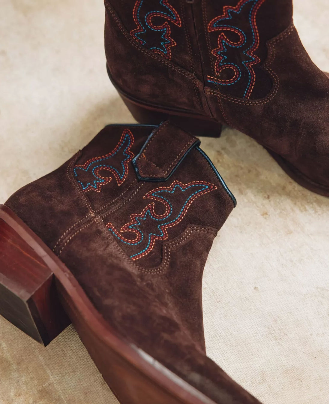Cassidy Suede Embroidered Boot - Bitter Chocolate