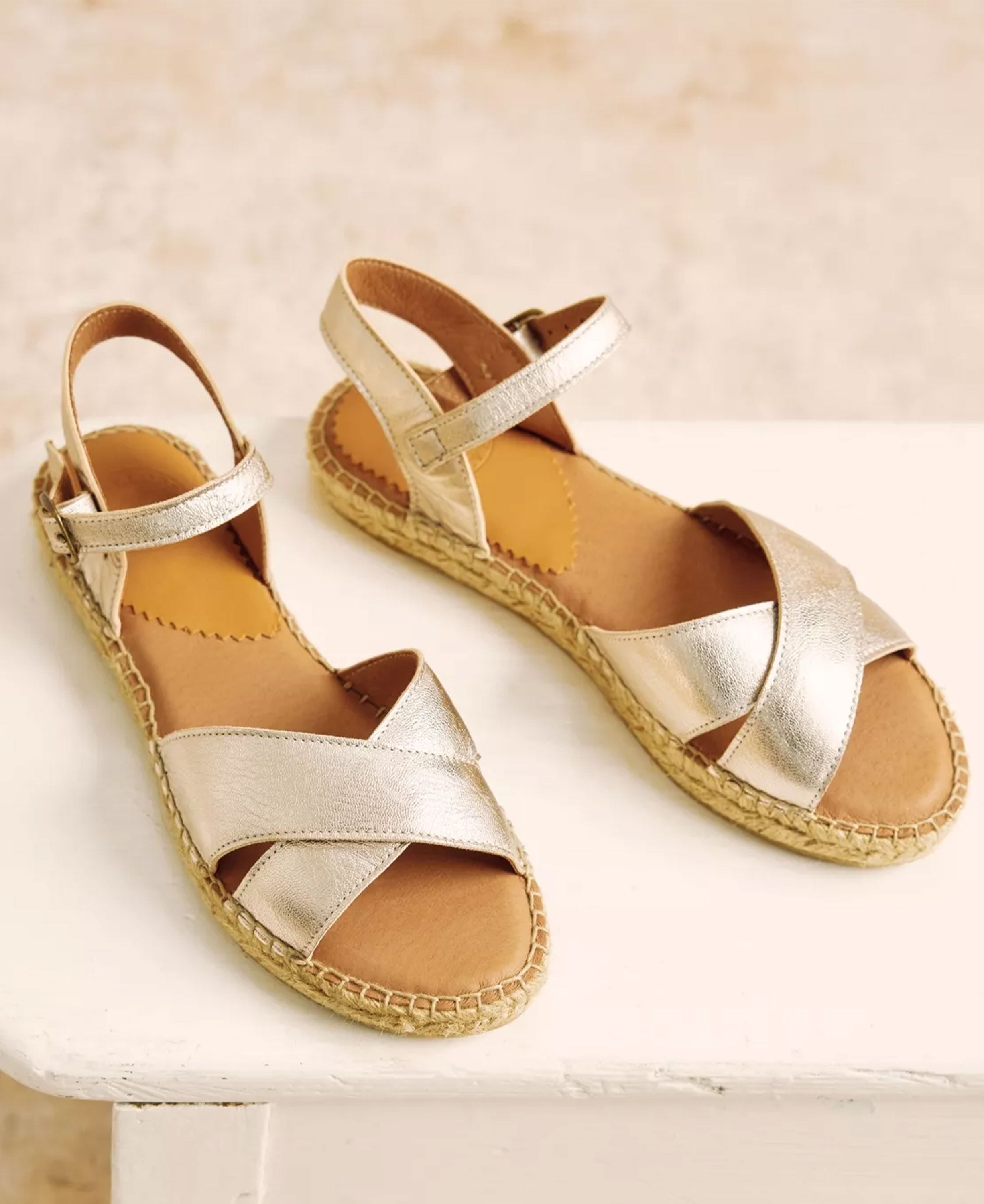 Campo Leather Espadrille - Champagne