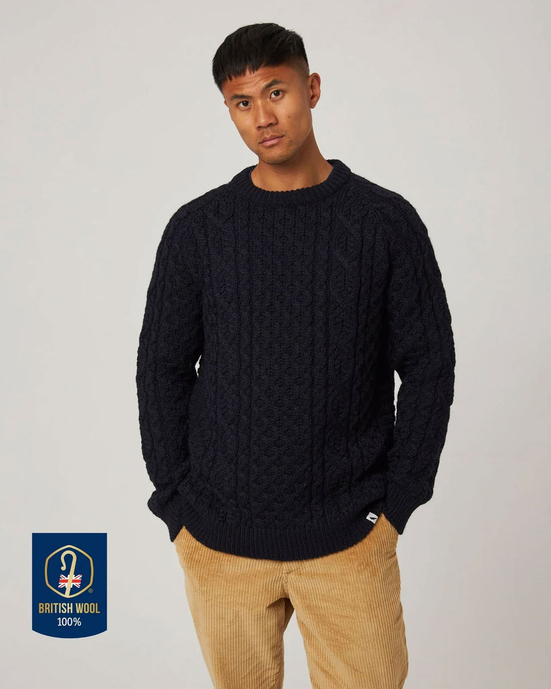 Hudson Aran Jumper - Navy
