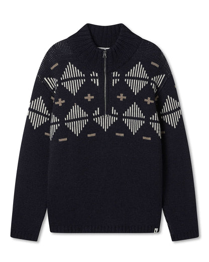 Mountain Zip Neck Sweater - Navy