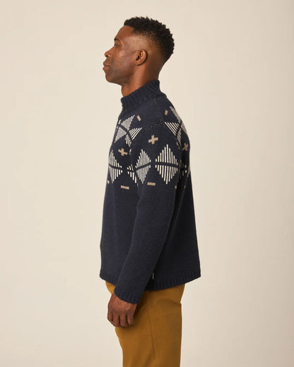 Mountain Zip Neck Sweater - Navy