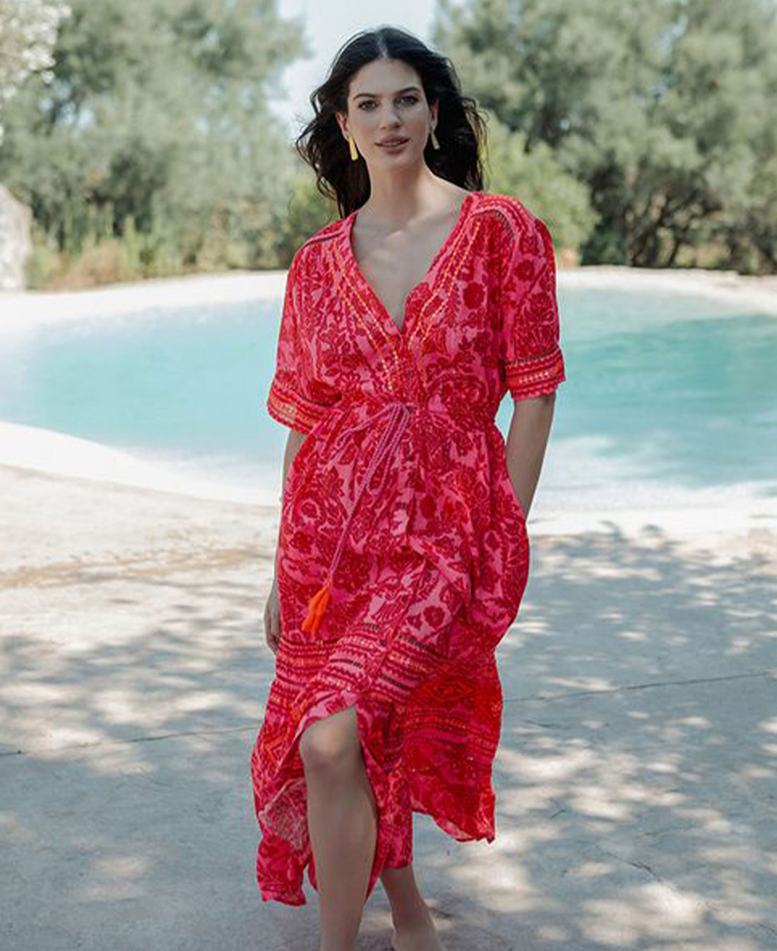 Samoa Long Dress - Red