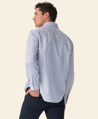 Brunswick Twill Check Shirt - White Blue