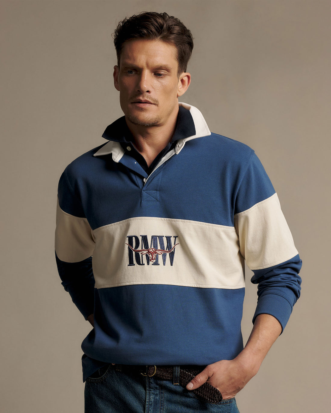 Heritage Rugby Shirt - Mid Blue