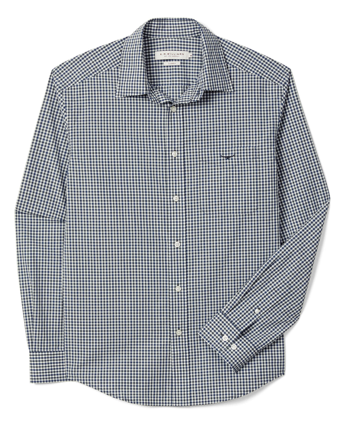 Mogo Poplin Check Shirt - Navy Charcoal