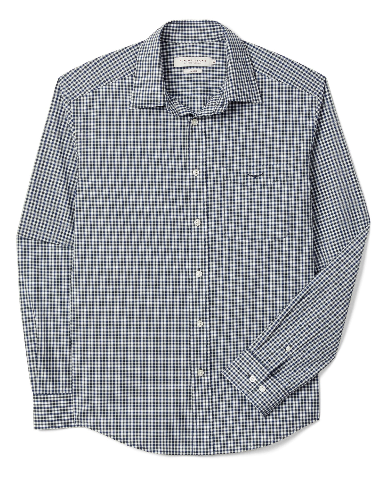 Mogo Poplin Check Shirt - Navy Charcoal