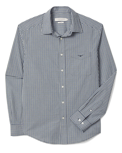 Mogo Poplin Check Shirt - Navy Charcoal