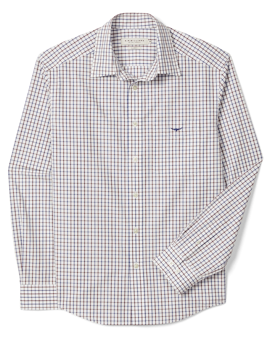 Newland Poplin Check Shirt - Burgundy