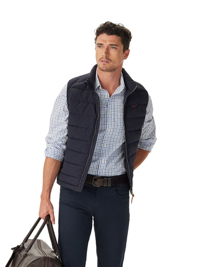 Newland Poplin Check Shirt - Navy