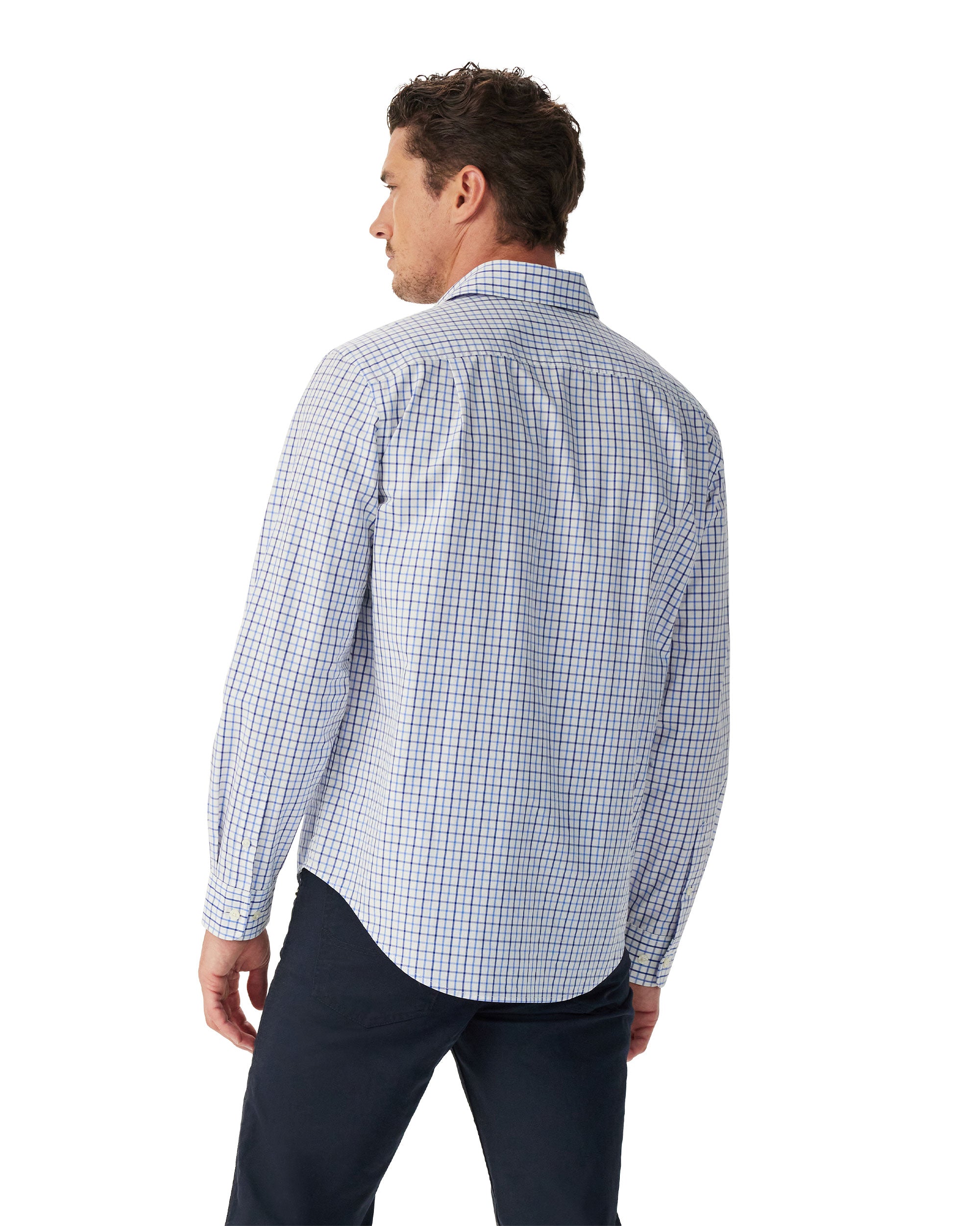 Newland Poplin Check Shirt - Navy