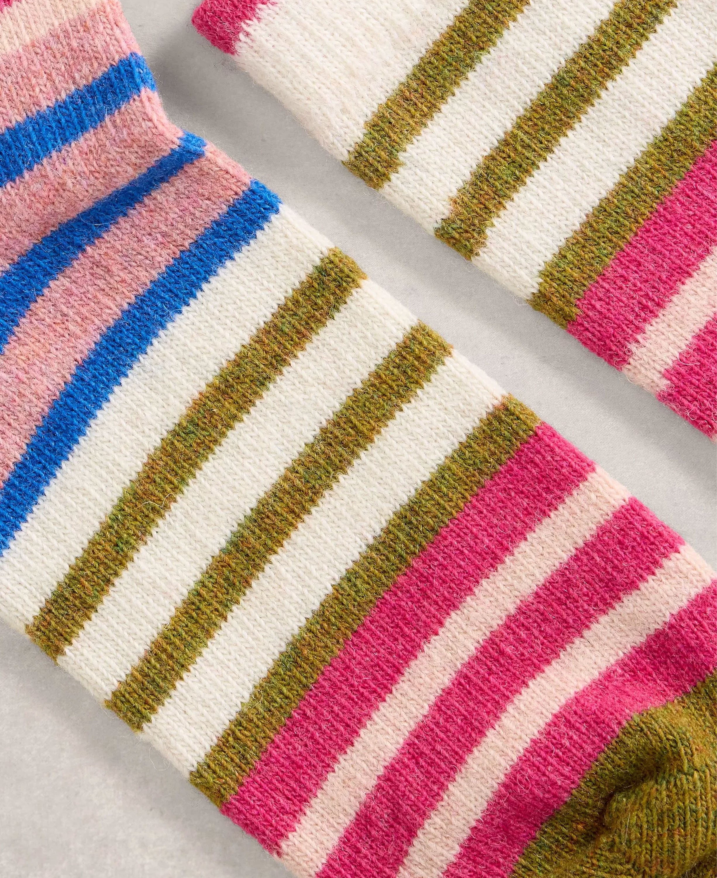 Rainbow Stripe Wool Sock - Pink Mlt