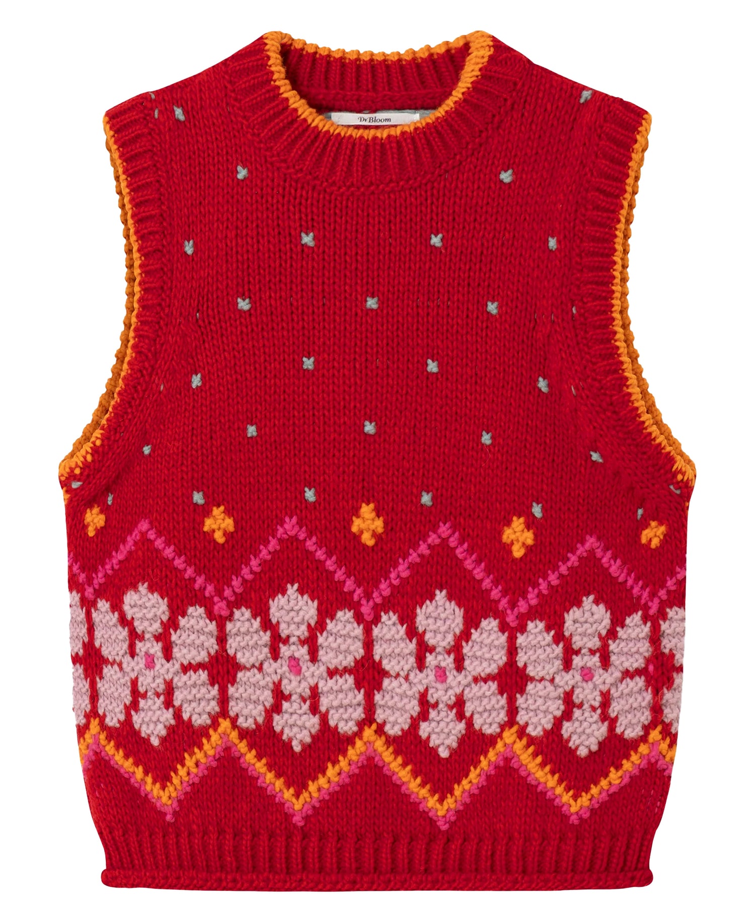 Jumpy Emb Knit Vest - Red