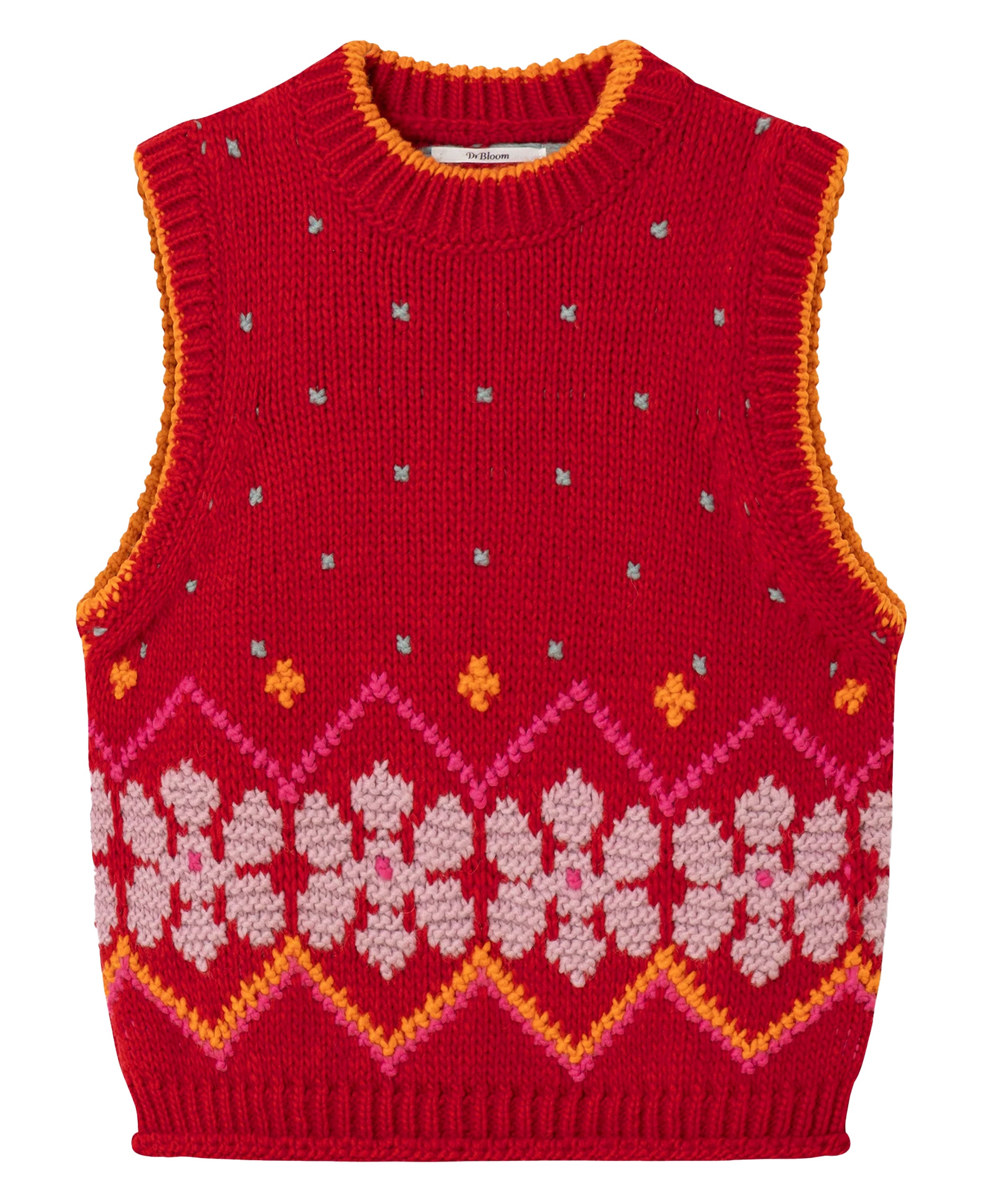 Jumpy Emb Knit Vest - Red