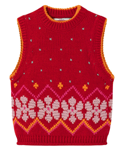 Jumpy Emb Knit Vest - Red
