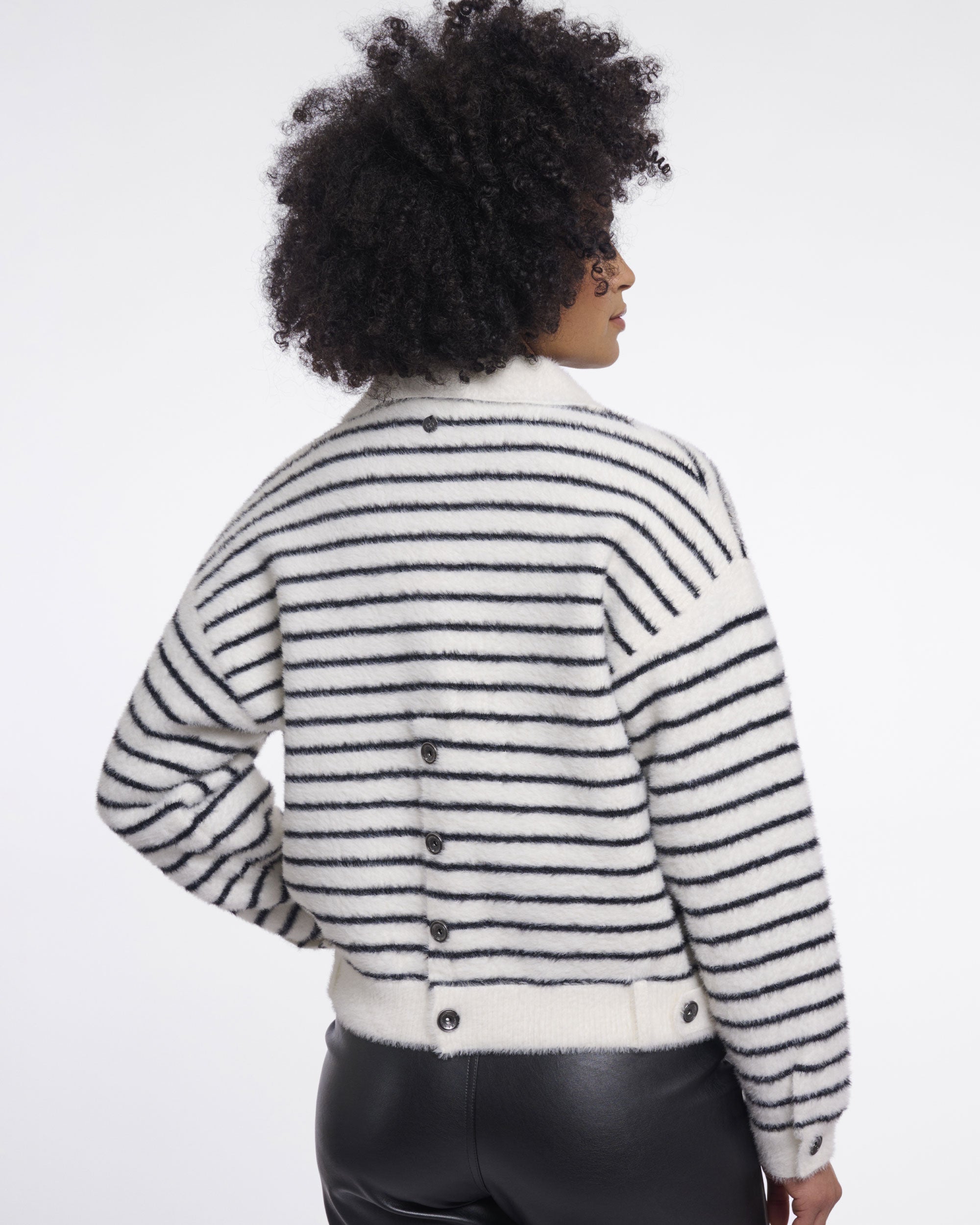 Bubbly Jacket - Black White Striped