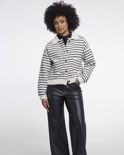 Bubbly Jacket - Black White Striped