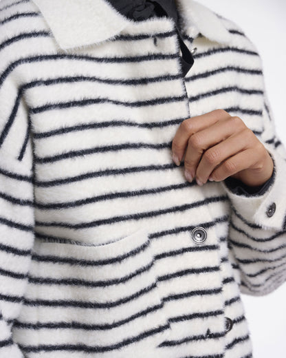 Bubbly Jacket - Black White Striped