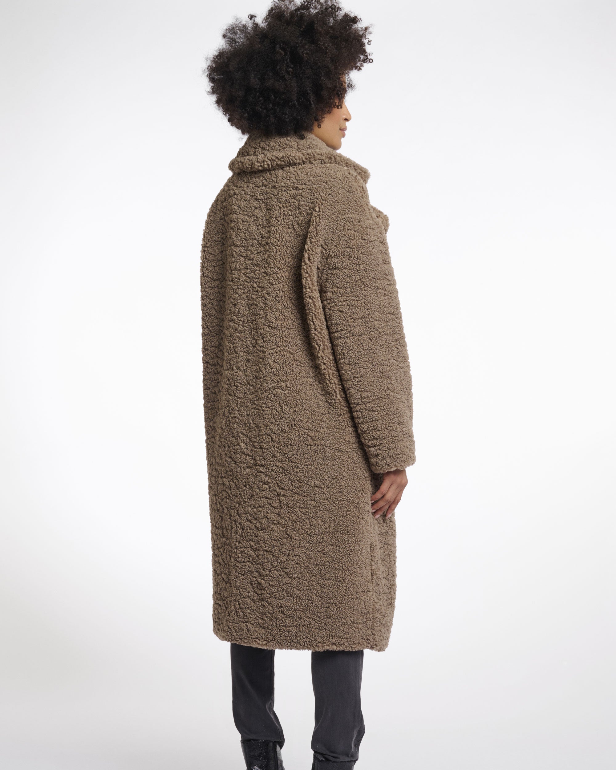 Elicia Double Breasted Teddy Coat - Toffee