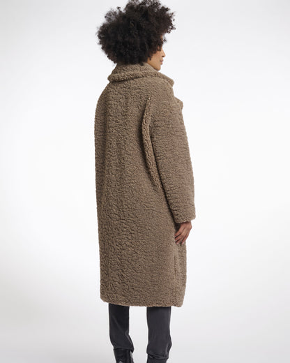 Elicia Double Breasted Teddy Coat - Toffee