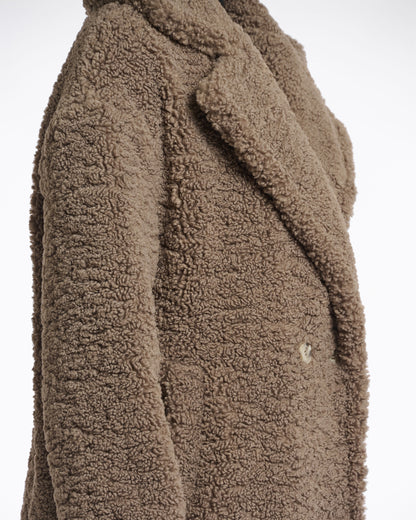 Elicia Double Breasted Teddy Coat - Toffee