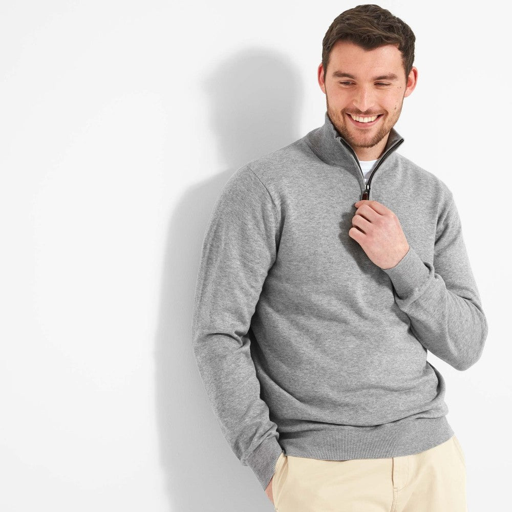 Porthmeor Pima Cotton 1/4 Zip Jumper - Grey