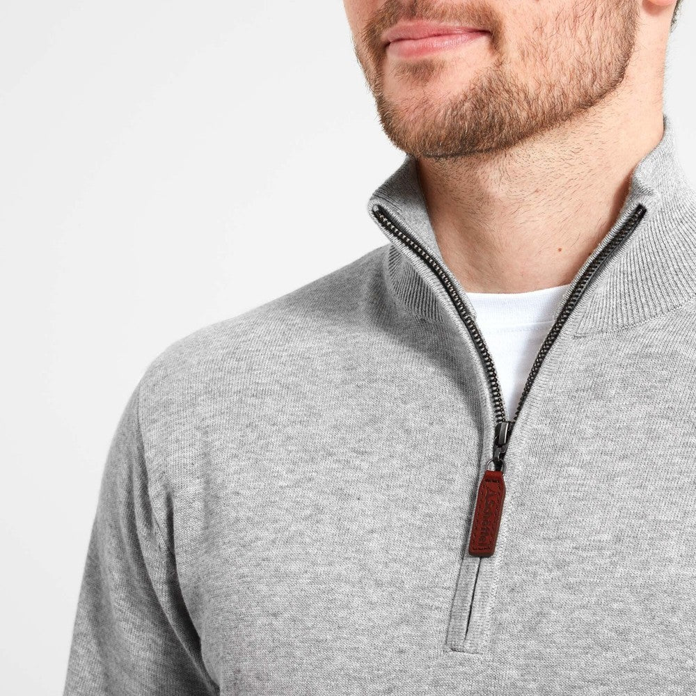 Porthmeor Pima Cotton 1/4 Zip Jumper - Grey