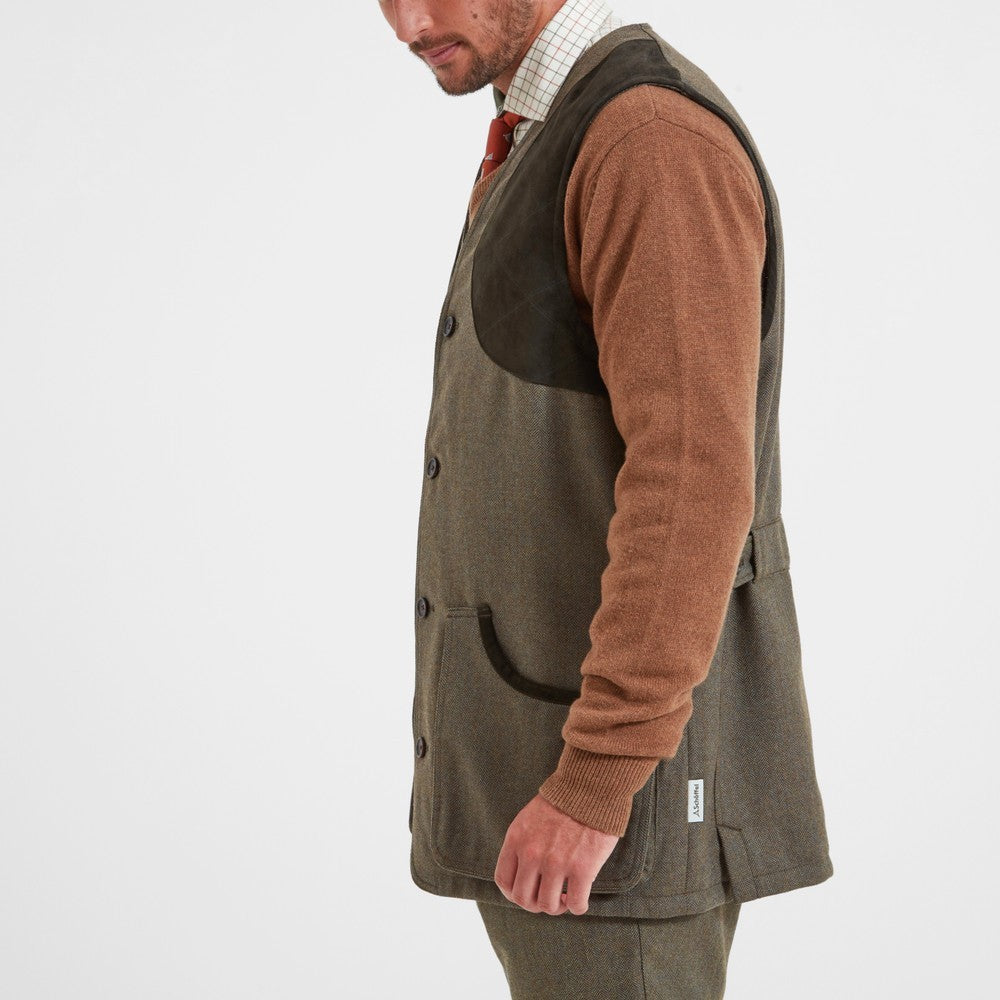 Ptarmigan Tweed Waistcoat II - Loden Green H/Bone Tweed