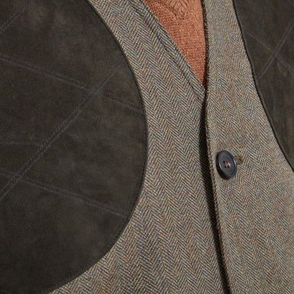 Ptarmigan Tweed Waistcoat II - Loden Green H/Bone Tweed