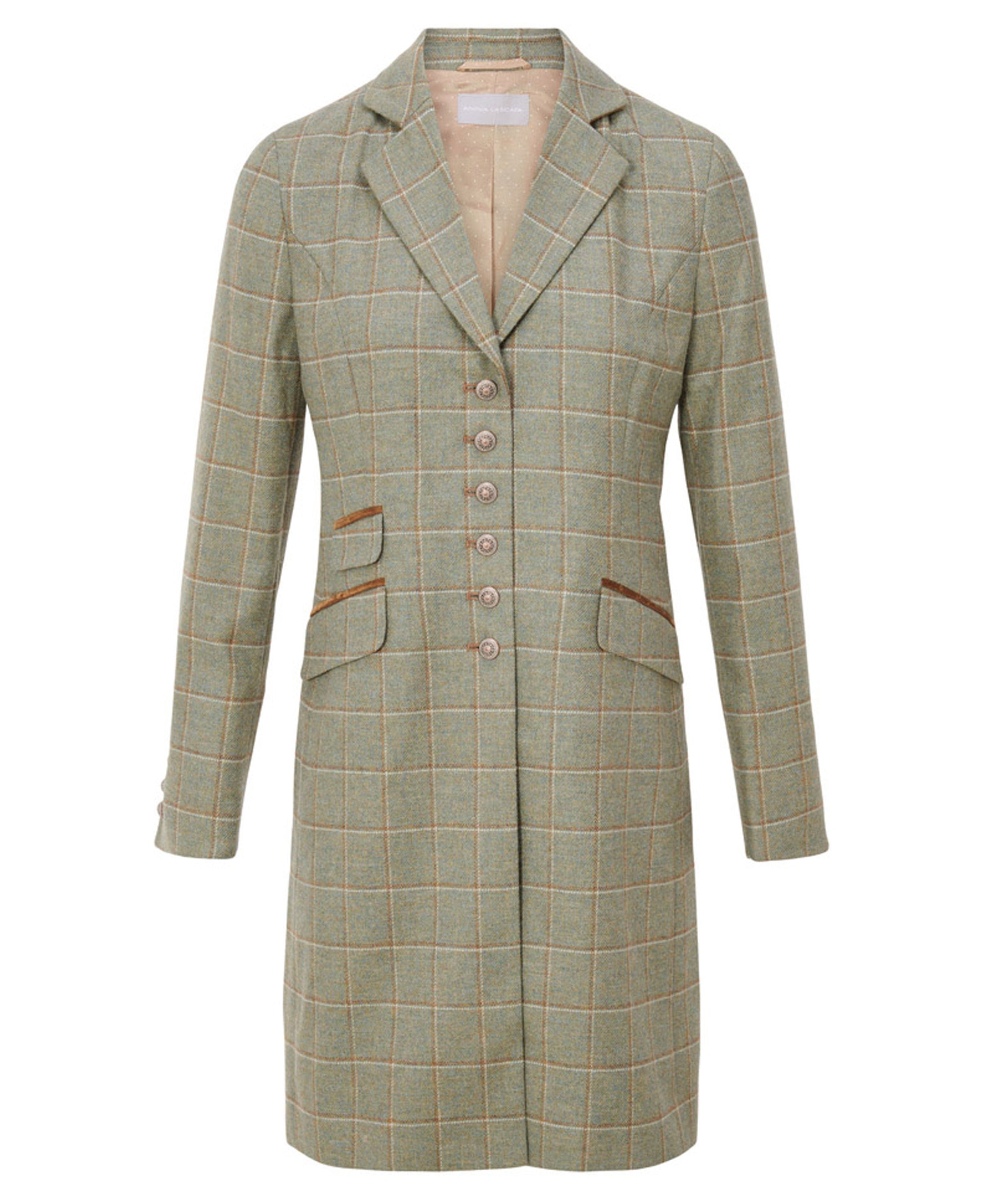 Catherine Coat Velvet Contrast - Sage Camel Check