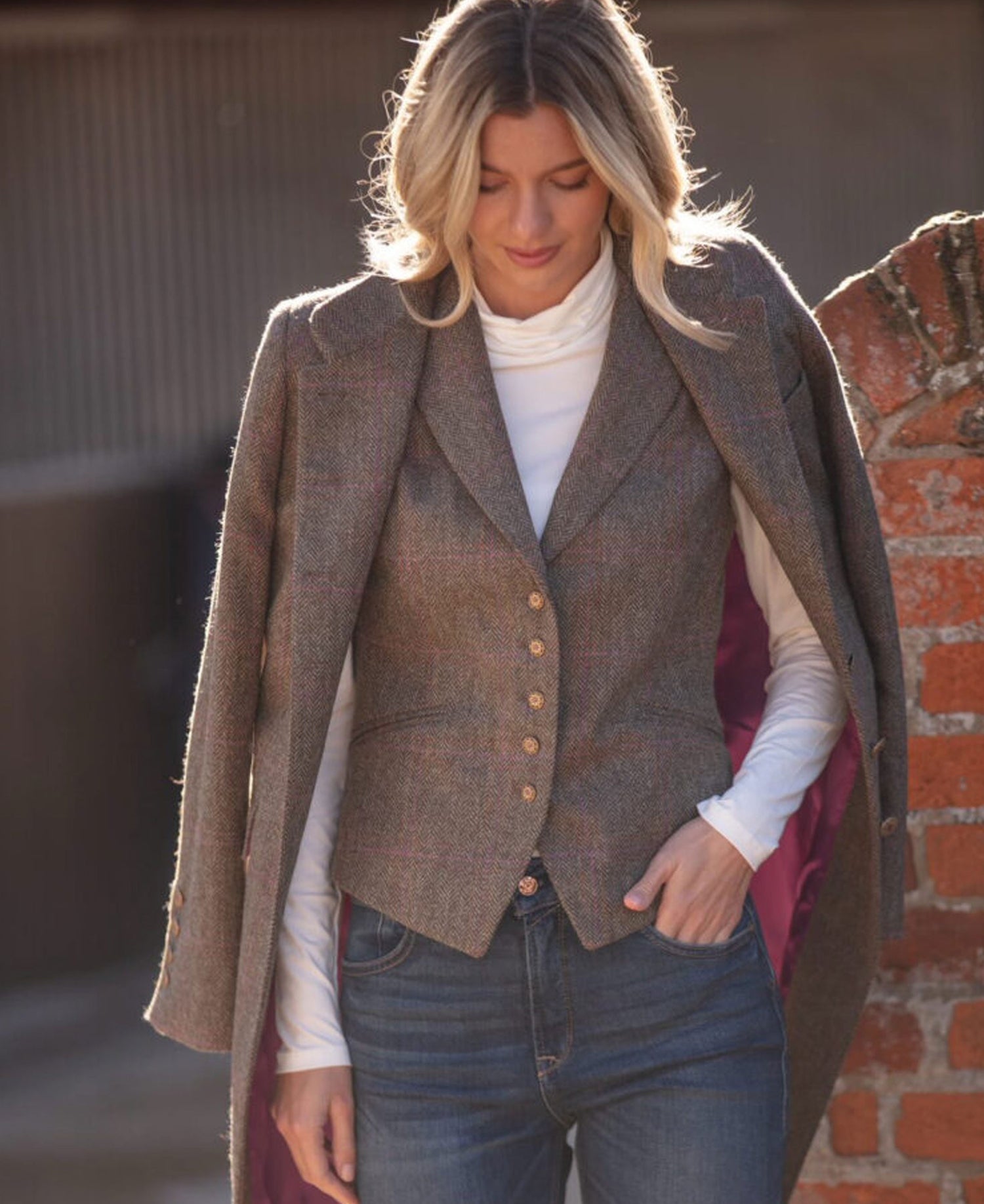 Edith Waistcoat - Stone Fruit Check