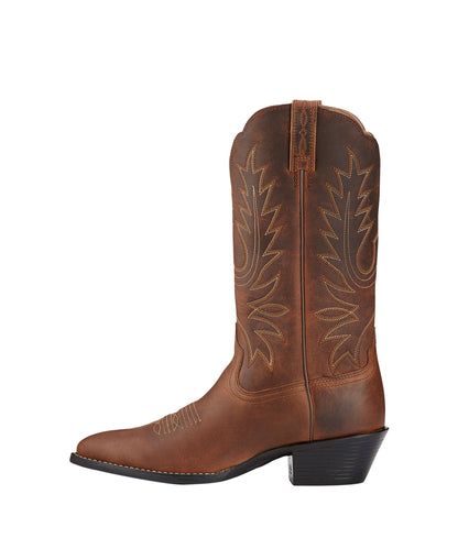 Heritage R Toe Western Boots - Distressed Brown