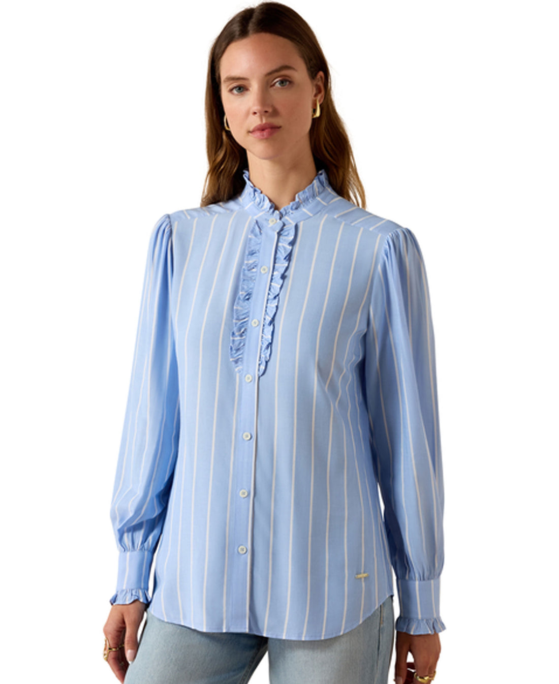 Cricklade Blouse - Pacific Blue Stripe