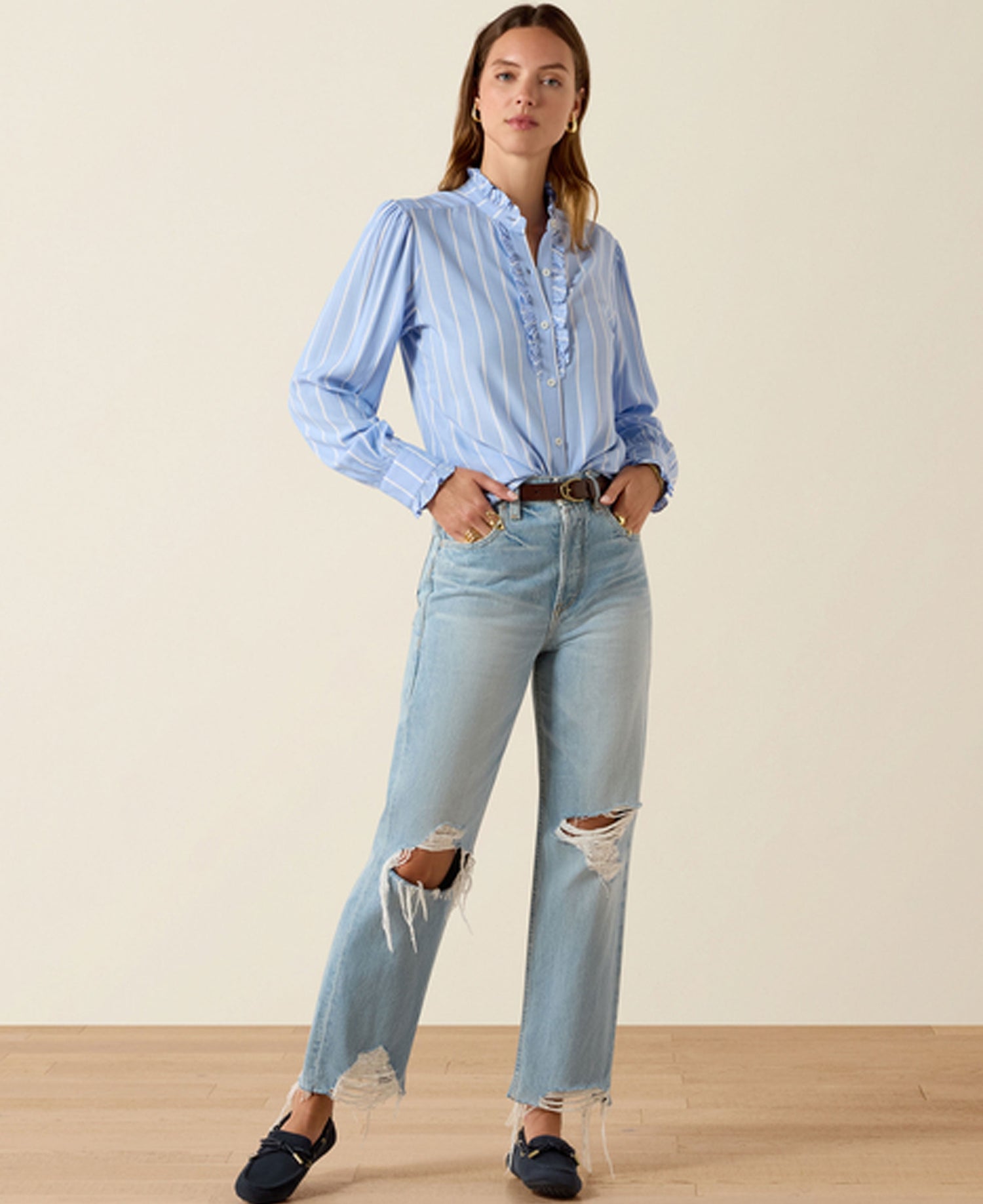 Cricklade Blouse - Pacific Blue Stripe