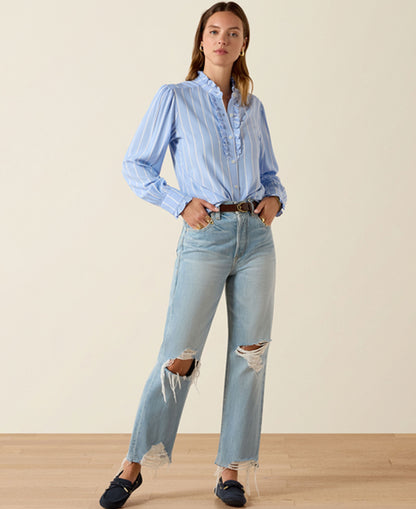 Cricklade Blouse - Pacific Blue Stripe