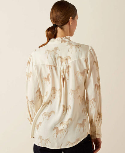 Cricklade Blouse - Watercolor Horse Print