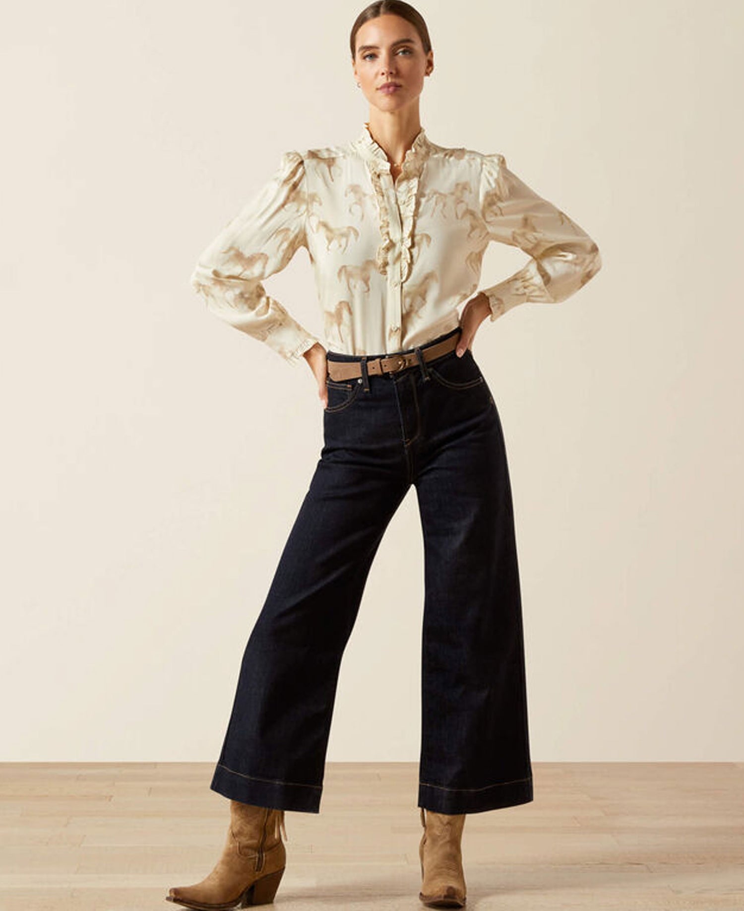 Cricklade Blouse - Watercolor Horse Print