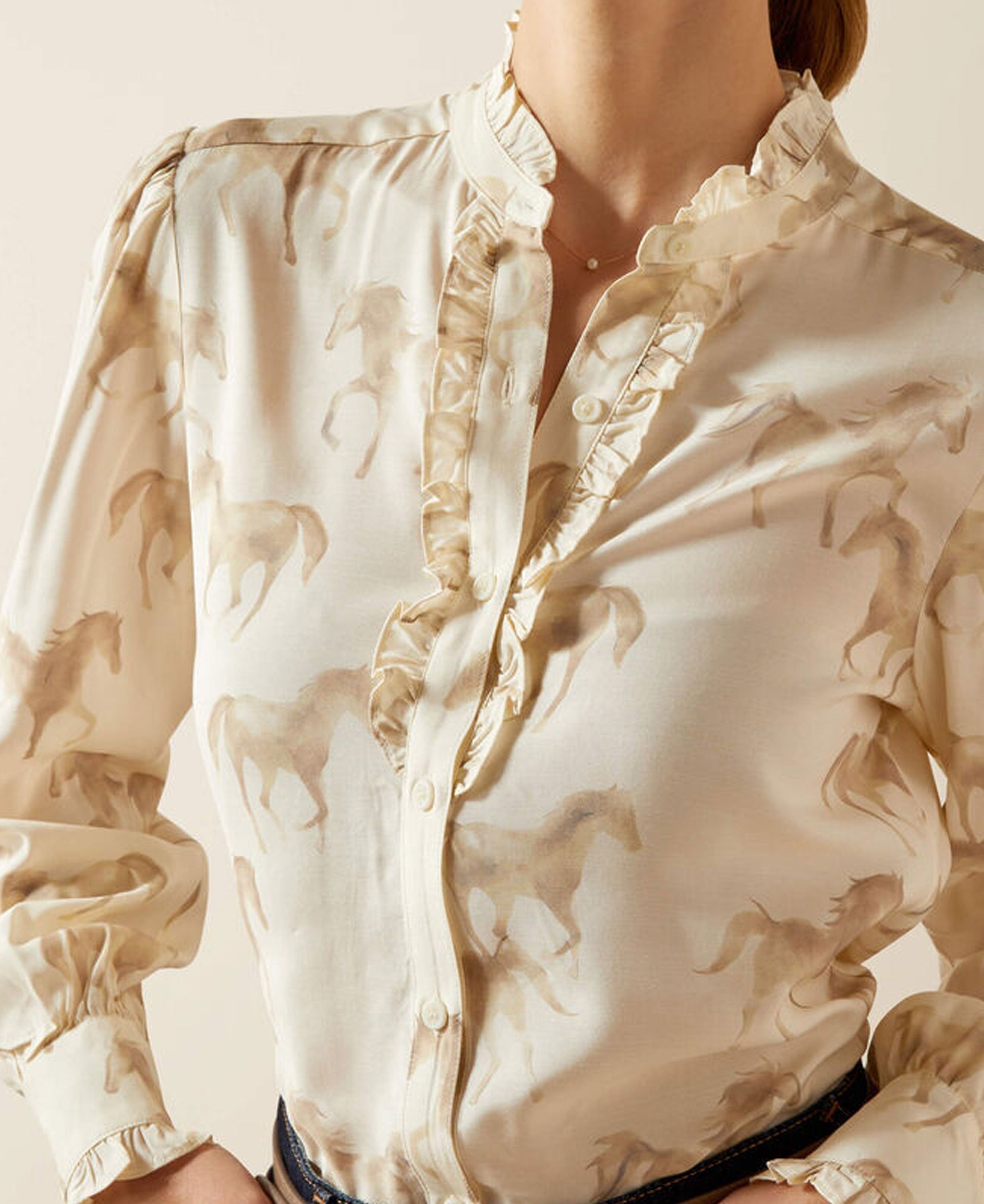 Cricklade Blouse - Watercolor Horse Print