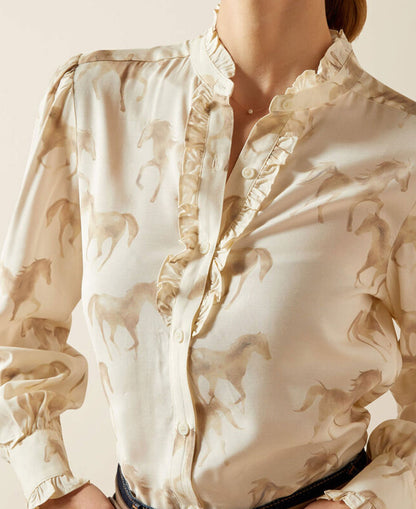Cricklade Blouse - Watercolor Horse Print