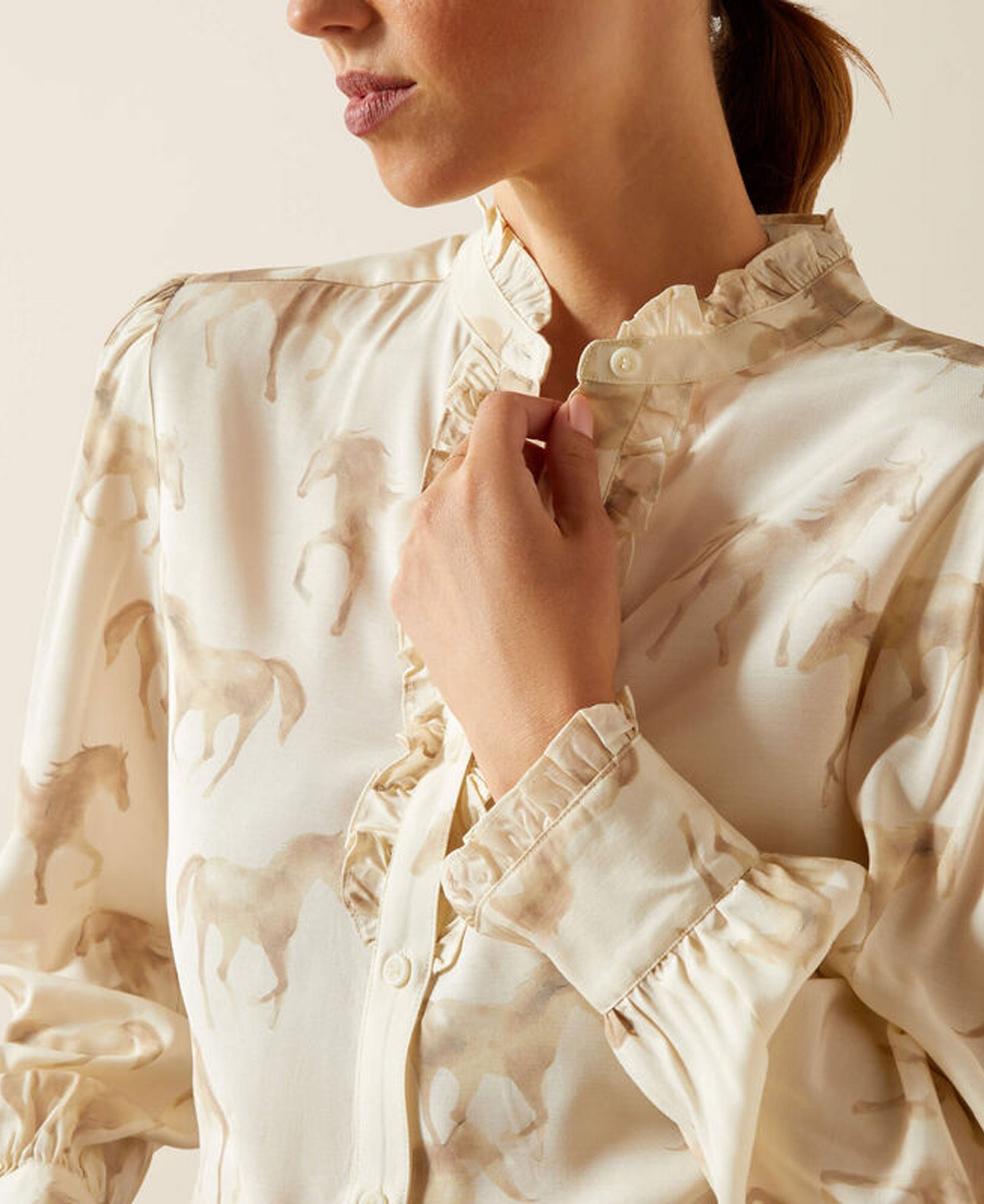 Cricklade Blouse - Watercolor Horse Print