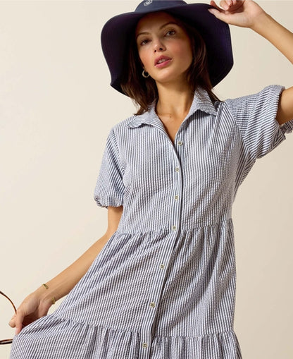 Dovestone Dress - Navy &amp; White Stripe