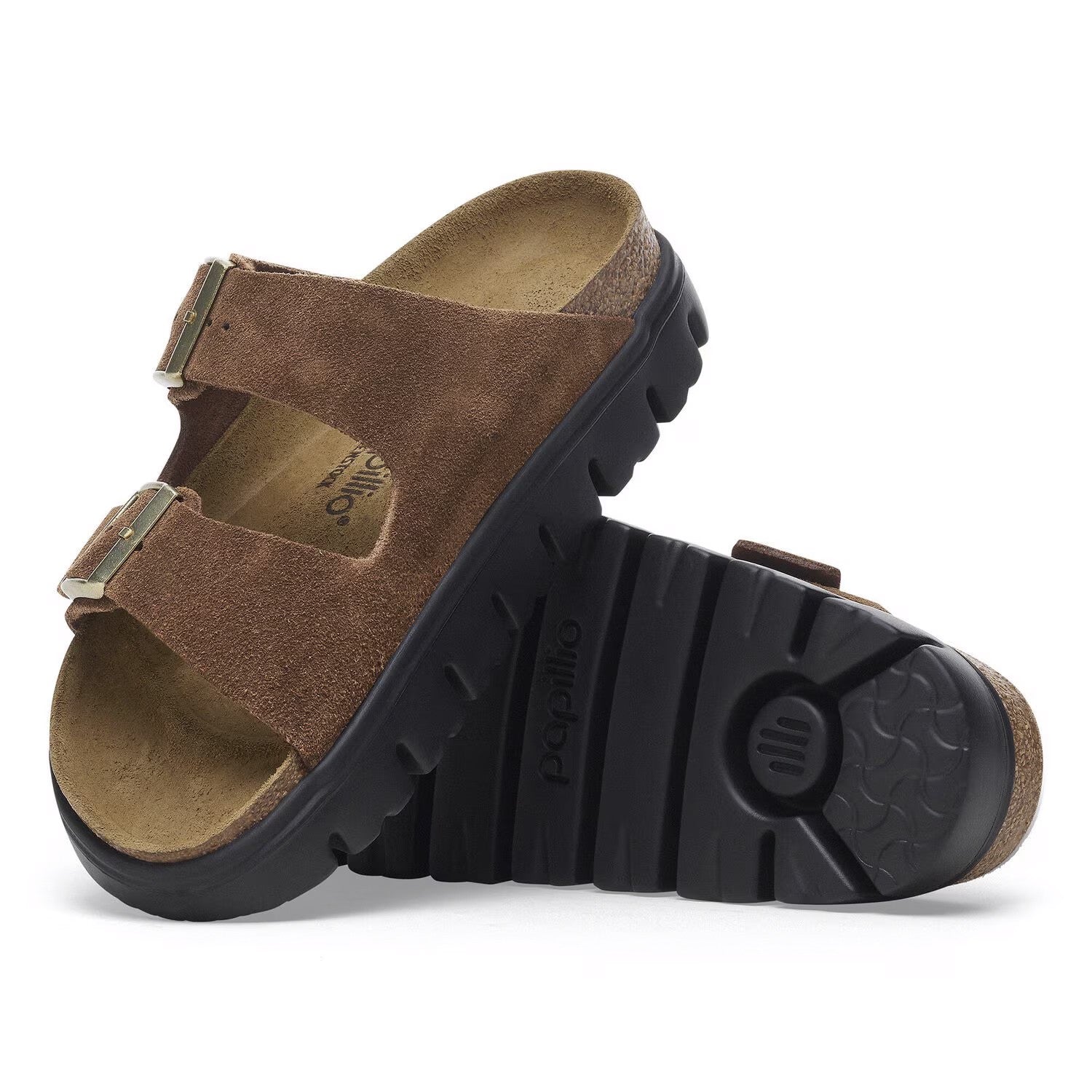 Arizona Platform Suede Leather - Dark Tea/ Black