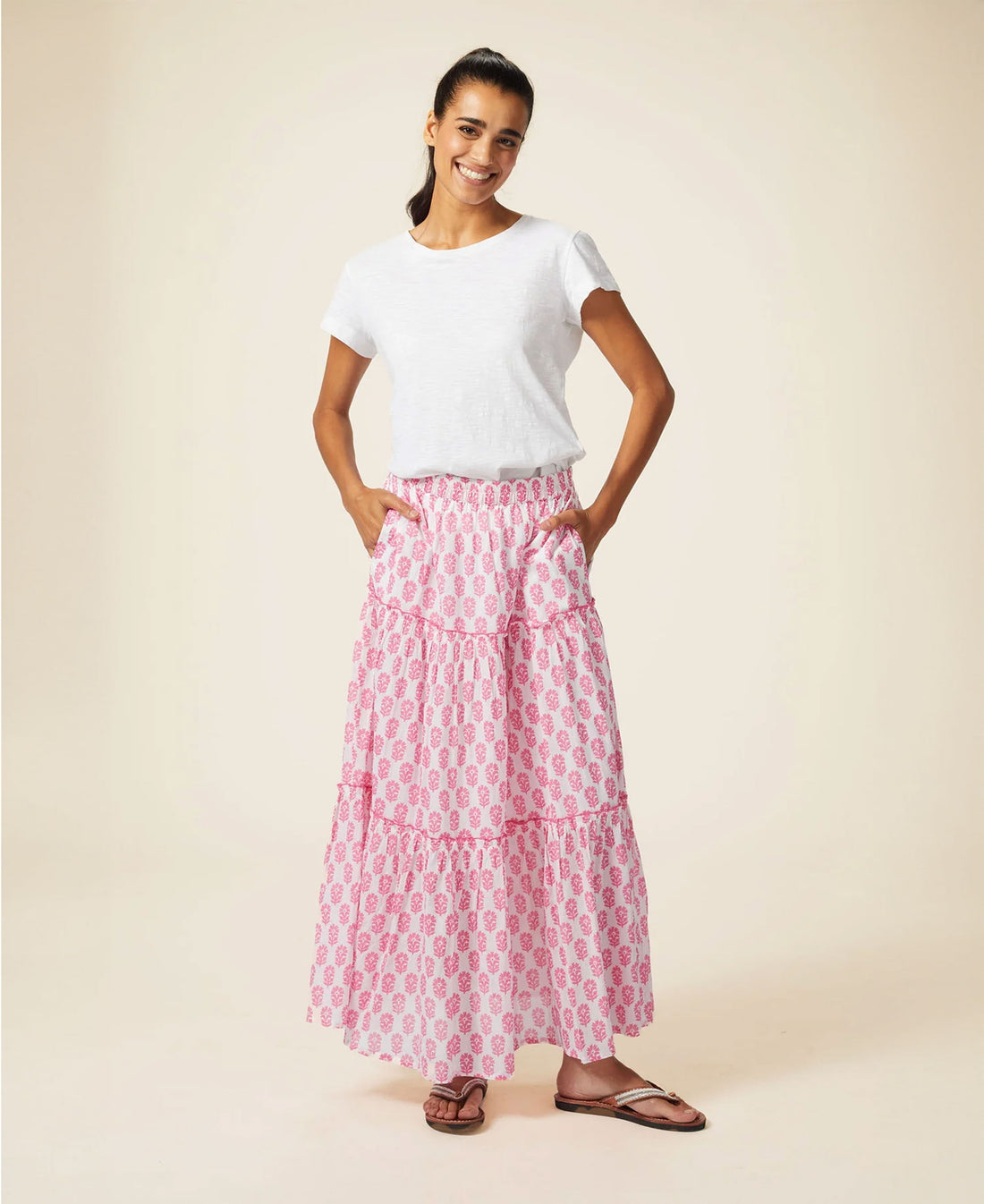 Bea Skirt - White/Pink