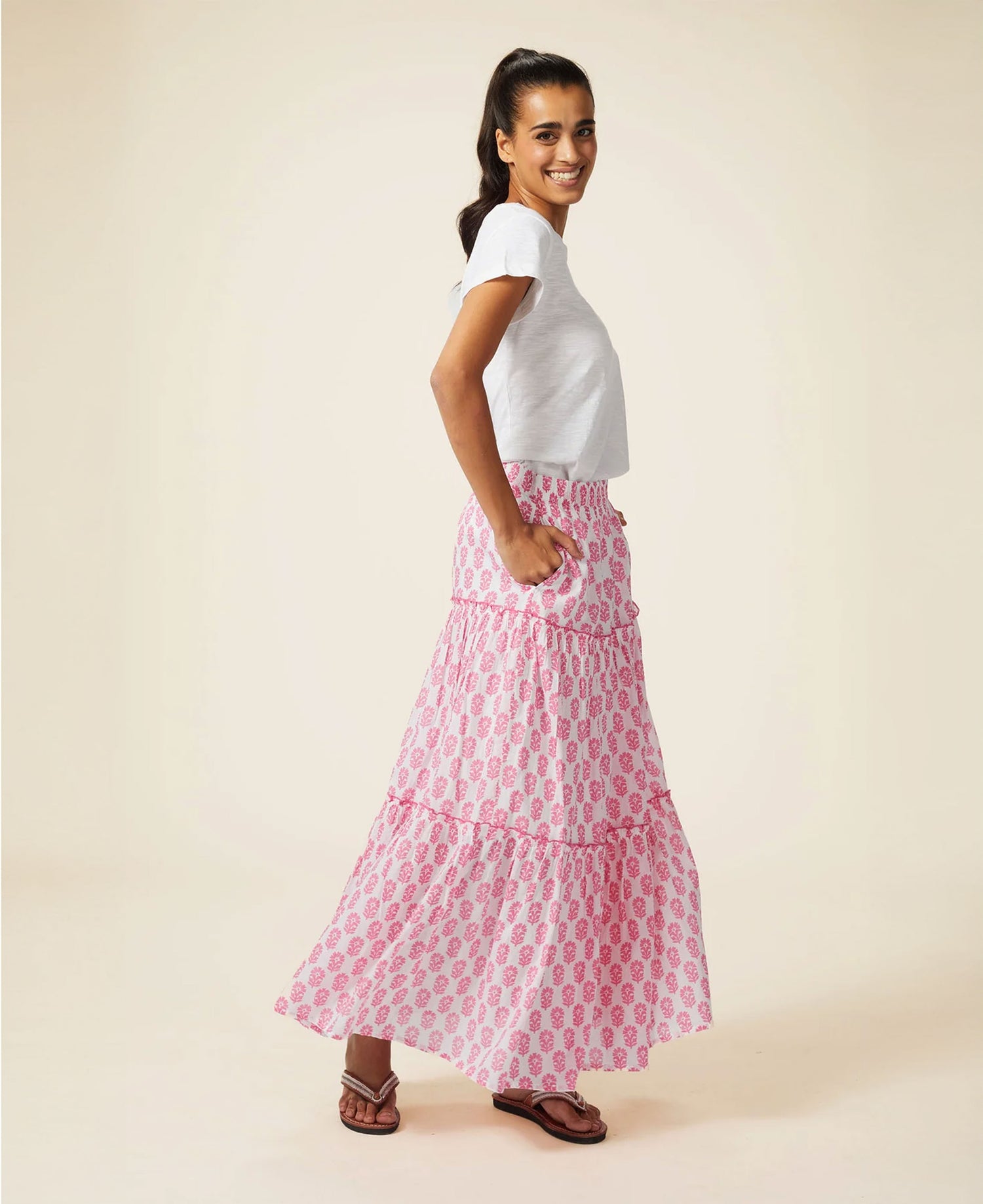 Bea Skirt - White/Pink