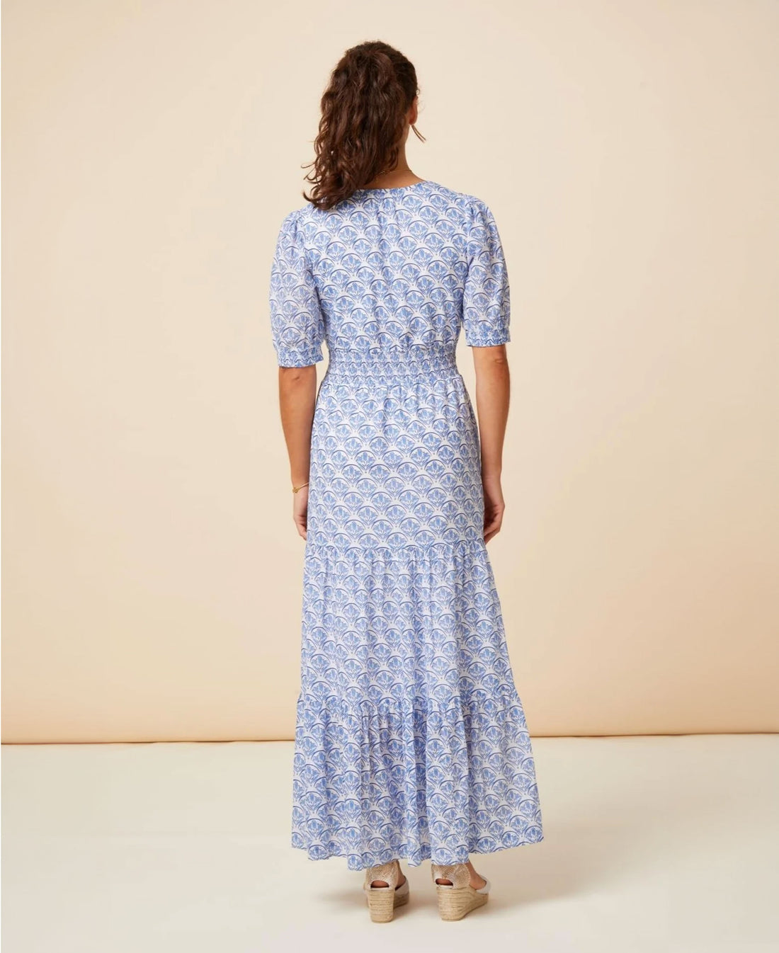 Billie Short Sleeve Dress - White/Blue
