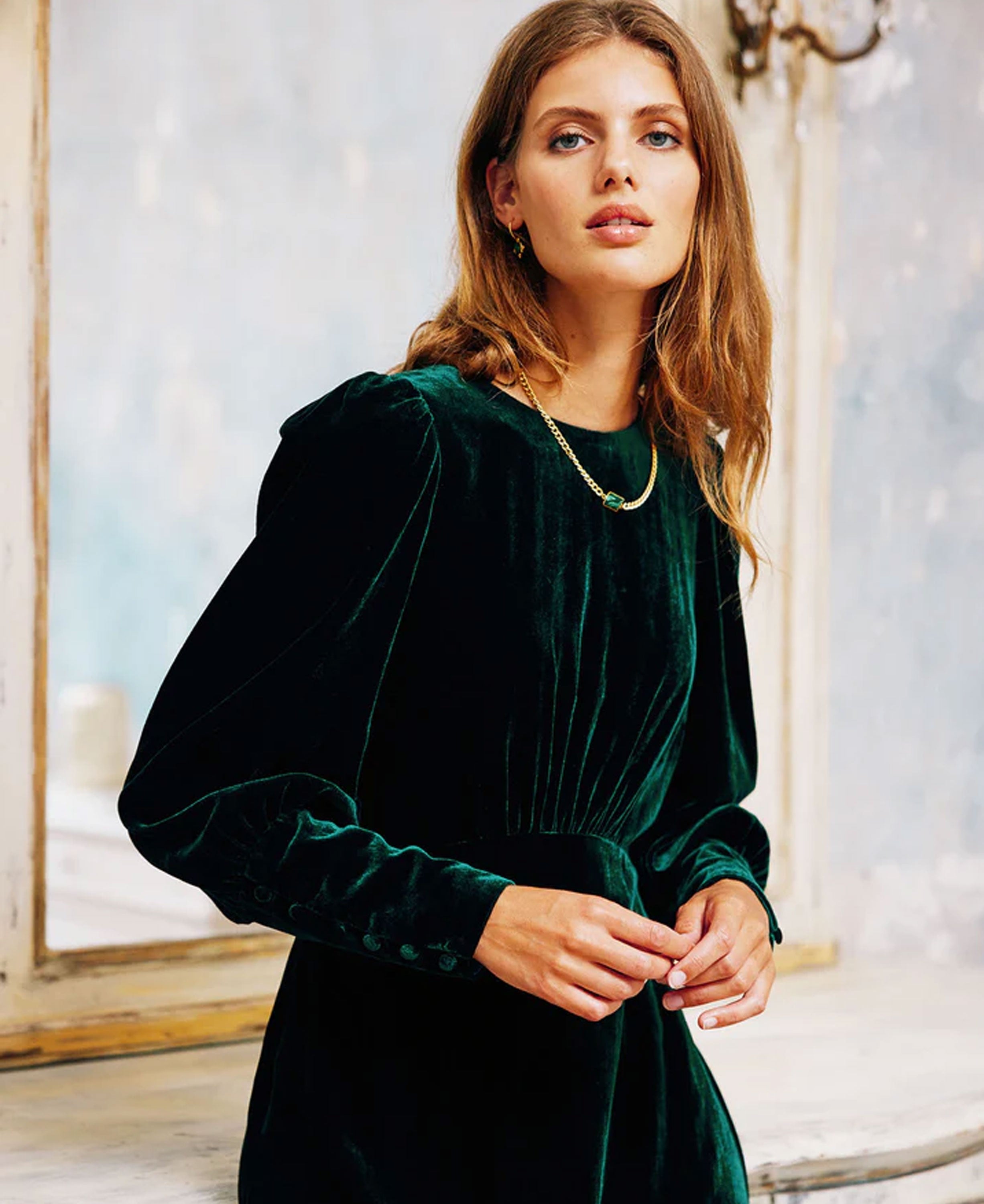 Esmee Velvet Dress - Emerald Green