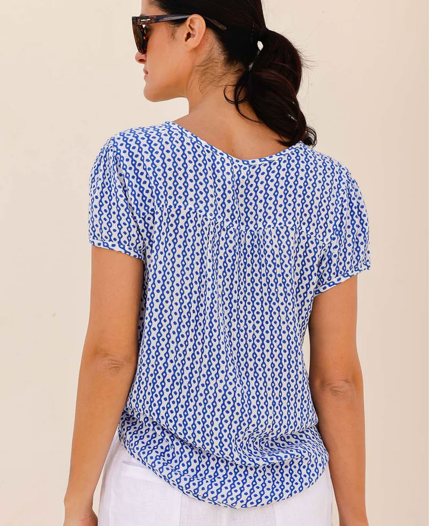 Lisbon Blouse - Santorini Blue/White