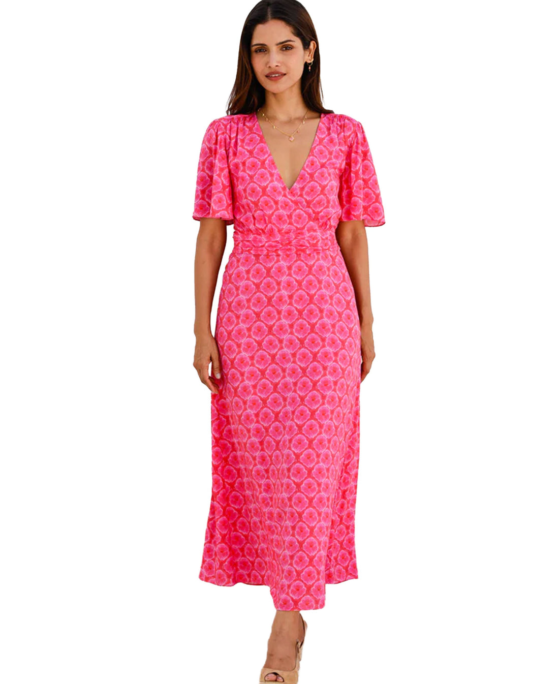 Mimi Ecovero Dress - Pink/Red Bloom